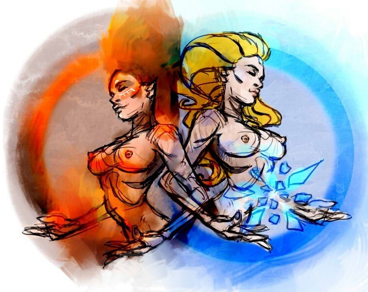 Crystal Maiden/Lina - NSFW, Моё, Дота 2, Dota 2, Dota 2 Art, Dota, Game Art, Crystal Maiden, Lina, Длиннопост