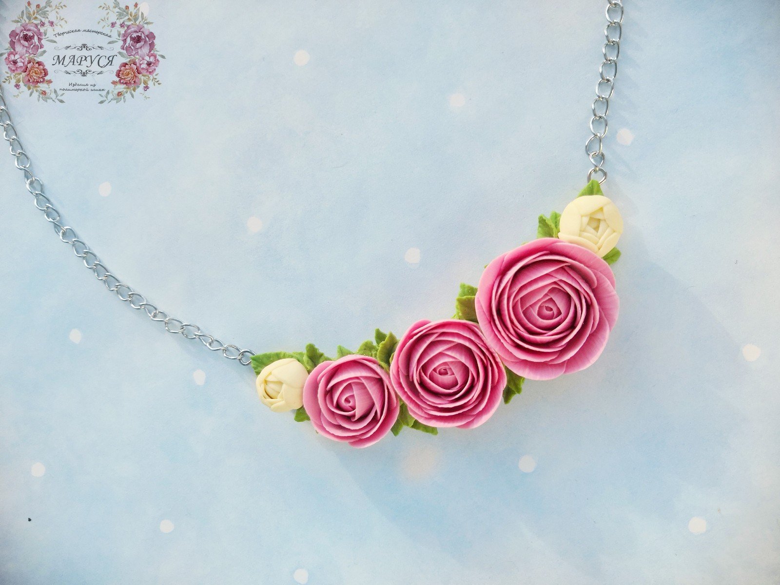 Necklace made of polymer clay - My, Polymer clay, Necklace, Handmade, the Rose, Presents, With your own hands, Longpost