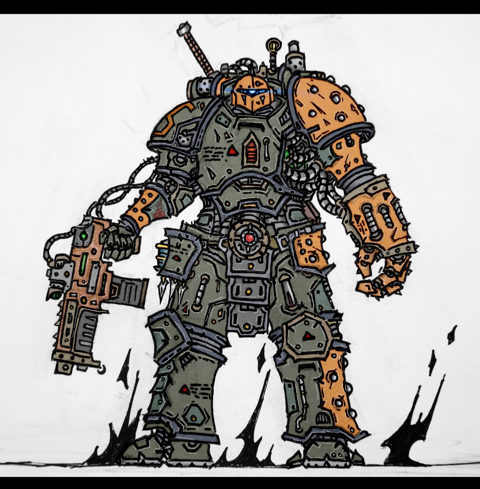 Art by Warhammer40k - Wh Art, Warhammer 40k, Drawing, Sketch, Space Marine, Longpost