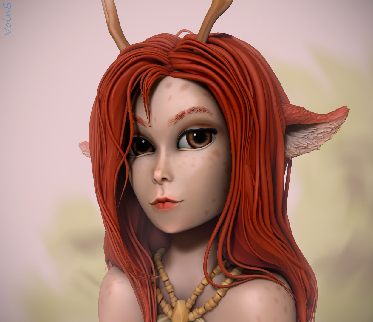 My Dear Deer в 3D - Моё, 3D, Skulpt, Zbrush, Олень, Девушки, Длиннопост, Олени