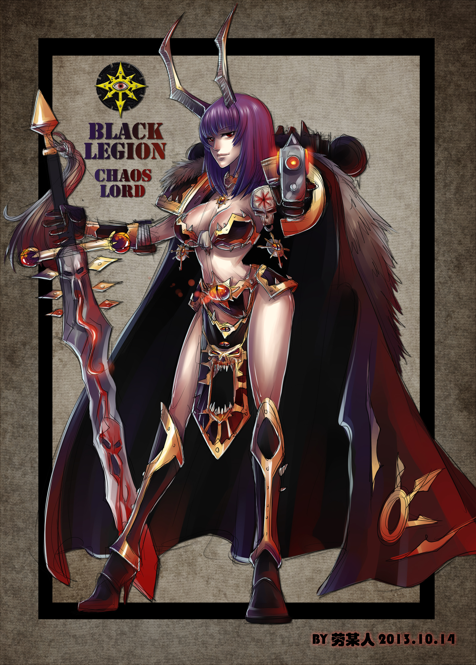 Legion Abadon-chan - Warhammer 40k, , Anime art, Rule 63, Abaddon, Longpost