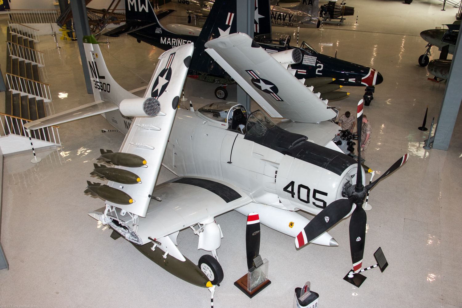 Museum in Pensacola: carrier-based multipurpose attack aircraft Douglas A-1H Skyraider (AD-6) - Airplane, , Longpost, Mcdonnell Douglas, Attack aircraft