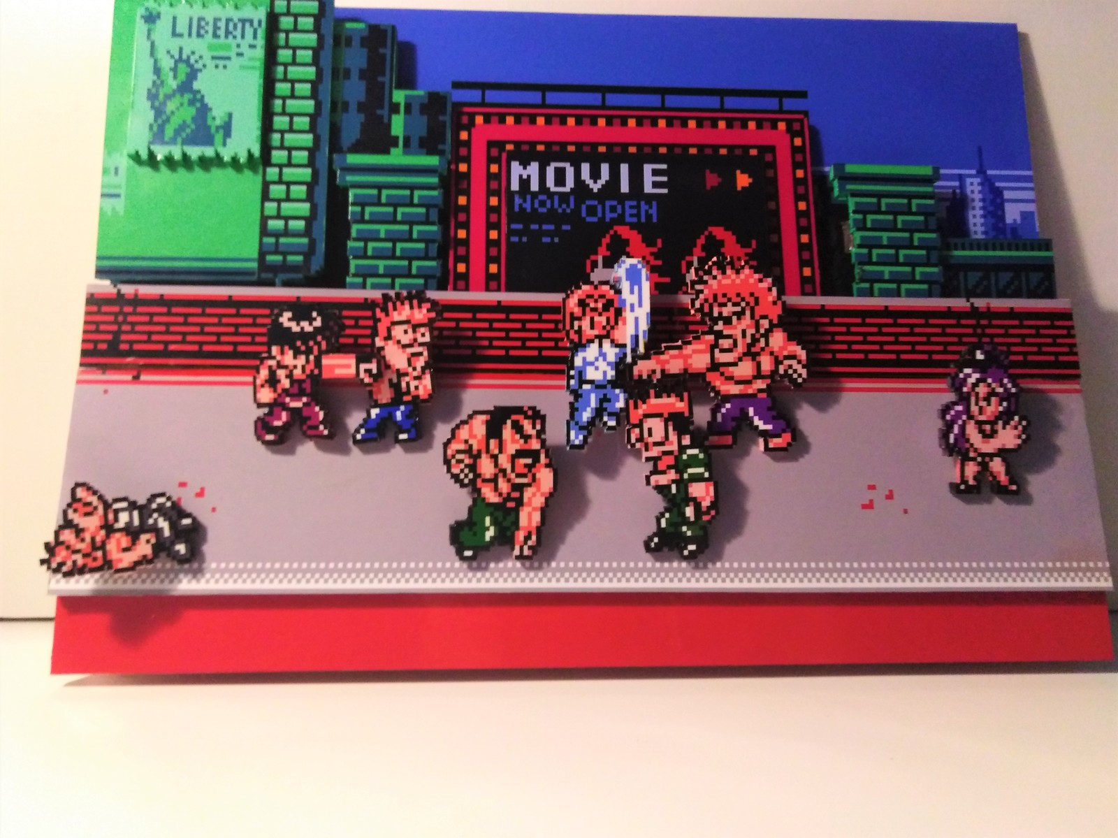 Diorama based on the game Mighty Final Fight. A big showdown in a small Metro City. - My, Mighty final fight, Diorama, Dendy, Retro Games, Pixel Art, Longpost