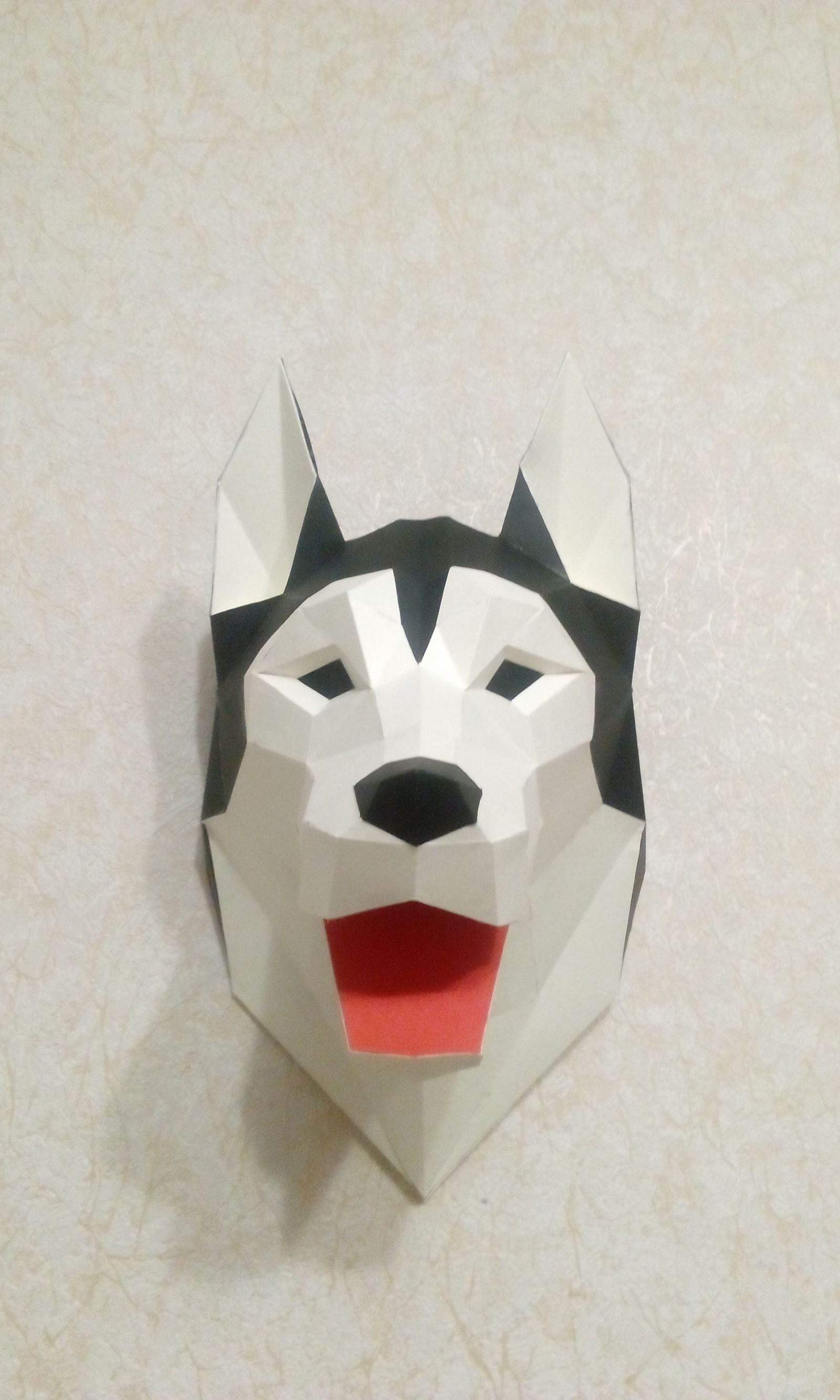 My first assembly of a polygonal model - the head of a husky - My, Papercraft, Low poly, Longpost