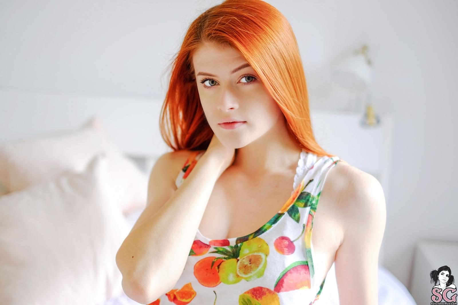 Ajajane - fire red - NSFW, Erotic, Booty, Girls, Breast, Redheads, Suicide girls, Longpost, Boobs