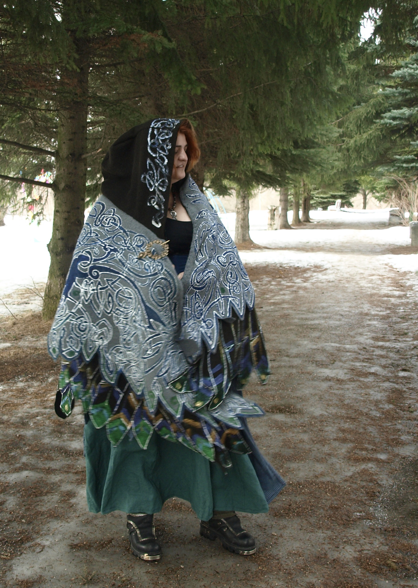 Shawl-wings Celtic fairy tale with a hood - My, Kai Yara, Boho, Wings, Shawl, Painting on fabric, Celtica, , Longpost