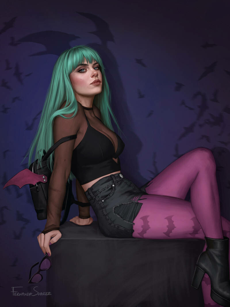 Morrigan - Art, Drawing, Girls, Darkstalkers, Morrigan Aensland, Fernanda Suarez