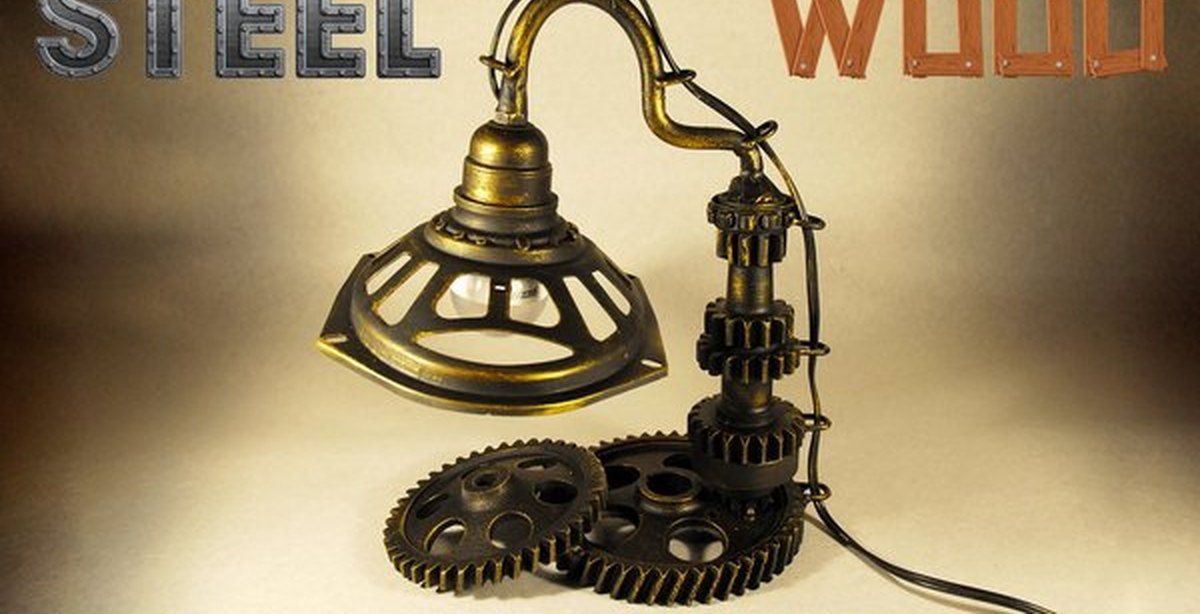 Steel wood. Лампа из шестеренок. Светильник из радиоламп. Настольная лампа стимпанк своими руками. Светильник из металла своими руками.