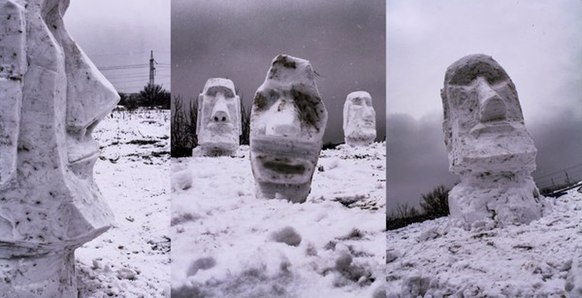 Снеговик #3. Моаи. | Пикабу