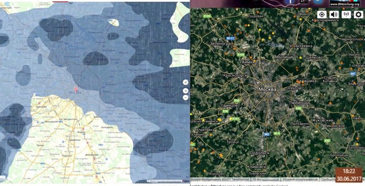 Карта гроз и осадков в реальном времени москва и московская область